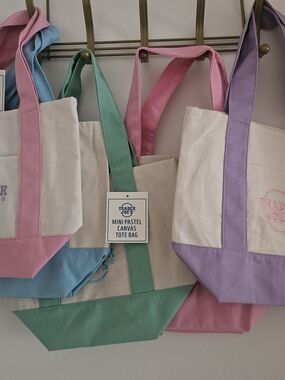 Trader Joe's Mini Pastel Canvas Tote Bags - Multiple Colors